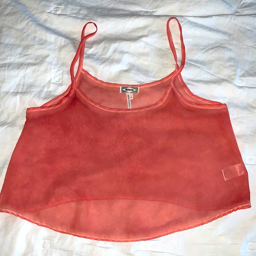 KIRRA Sheer Coral Crop Tank Top (M) (NEVER WORN)
